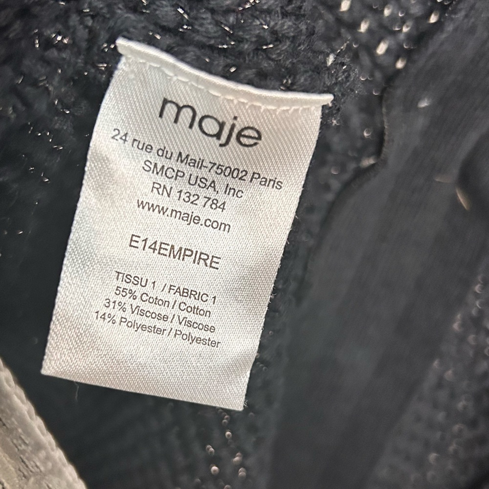Maje black multi zippered moto inspired fabric jacket size 2 - Picture 13 of 15